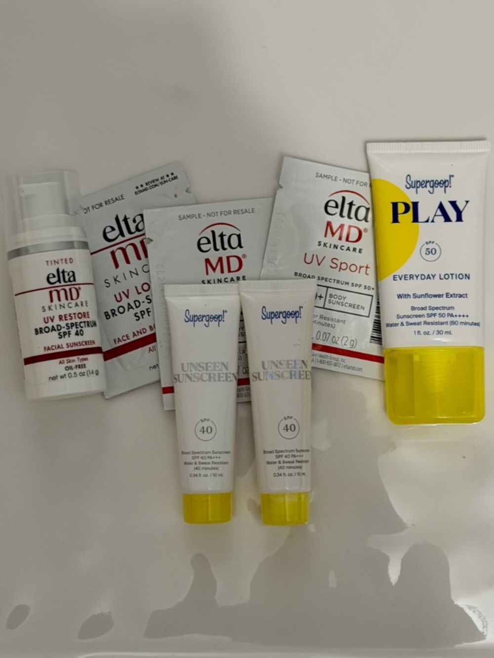 New 7 pc Deluxe Travel Skin Care Sunscreen Lot Supergoop! and Elta MD